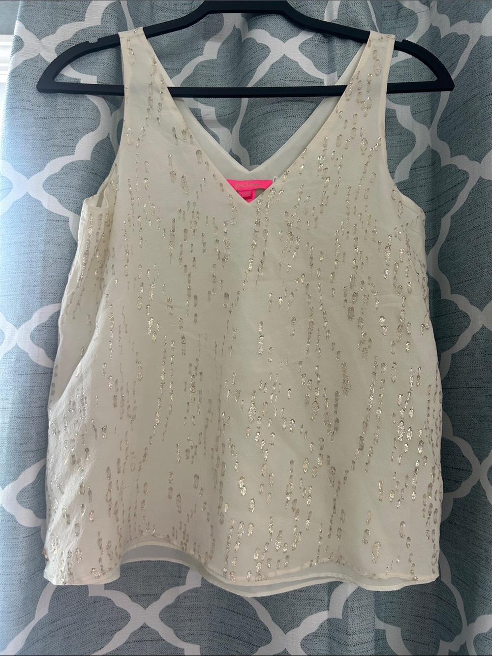 Lela Rose Ivory V-Neck Sequin Camisole